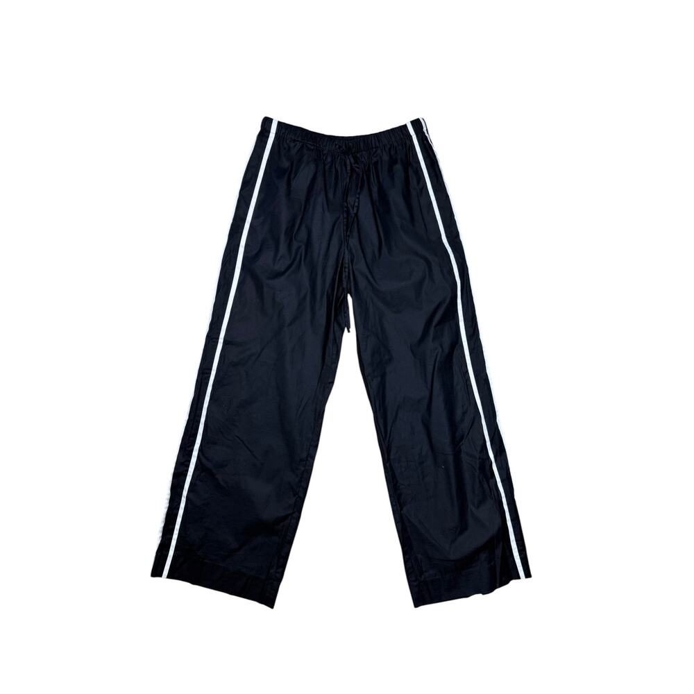 Reformation Julien Poplin Organic Wide Leg Track Pant Black White Stripe Small - Picture 10 of 11